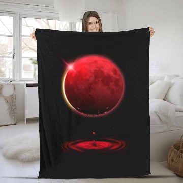 Discover Vampire werewolf blood red moon eclipse Fleece Blankets