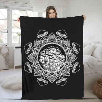 Discover Men s Mushroom Mandala Psychedelic Tattoo Style Fleece Blankets