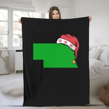 Discover Nebraska Christmas Cute Christmas Gift Green US State Fleece Blankets