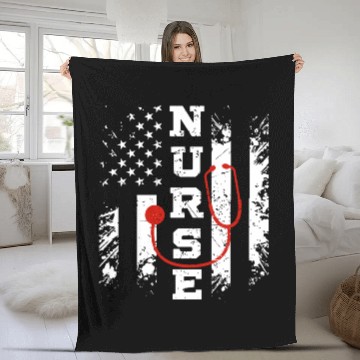 Discover Patriotic Nurse US flag Stethoscope - Nurse Gift Fleece Blankets