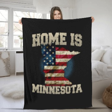 Discover Home is Minnesota USA US map gift unique fans Proud Strong Support Fleece Blankets