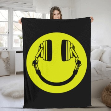 Discover Headphone Smiley Acid House Cans MUSIC RAVE WEED D Fleece Blankets