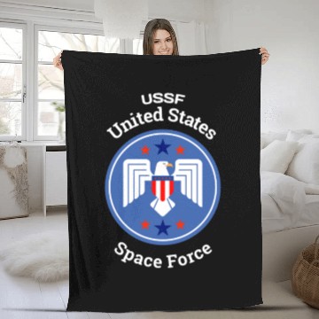 Discover Funny US Space Force Flag Gift Fleece Blankets