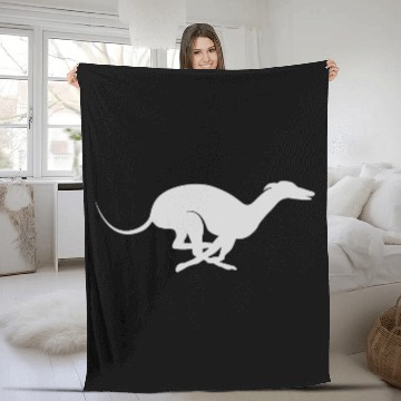 Discover Light Grey Running Greyhound X Racer Track Dog Fleece Blankets