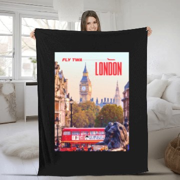 Discover Vintage London Travel Poster Fleece Blankets