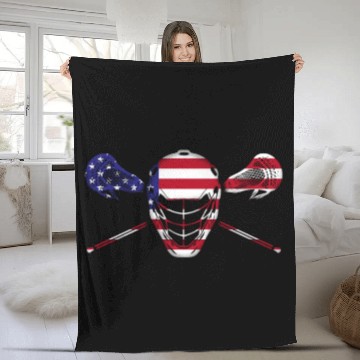 Discover American Flag Lacrosse - Lacrosse Mask Gift Fleece Blankets