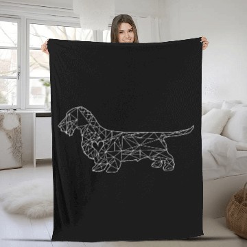 Discover dachshund wire-haired dog white Fleece Blankets
