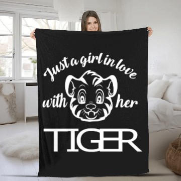 Discover Just a girl in love with her Tiger Fleece Blankets