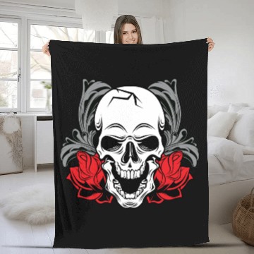 Discover Skull Roses Fleece Blankets