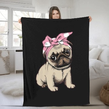 Discover pug Fleece Blankets