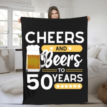 Discover 50th birthday Cheers and beers 50 years Fleece Blankets