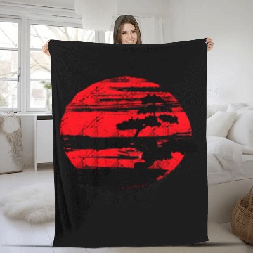 Discover Japanese Bonsai Tree Fleece Blankets Graphic Bonsai Lover