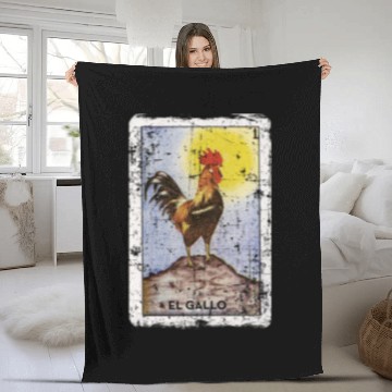 Discover El Gallo Mexican Loteria Bingo Card Fleece Blankets