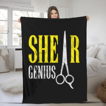 Discover Shear Genius Hairstylist Worker gift Fleece Blankets