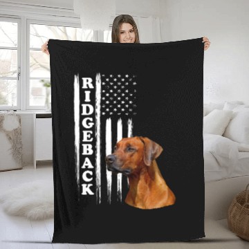 Discover Rhodesian Ridgeback Dog with US Flag Fleece Blankets