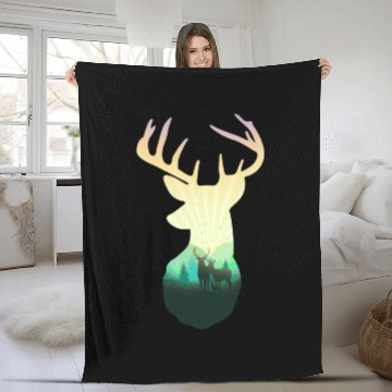 Discover Deer Family In The Forest Unisex Cool Fleece Blankets