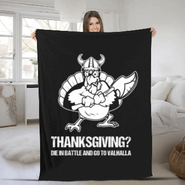 Discover Funny Thanksgiving Day Viking Turkey Valhalla Fleece Blankets
