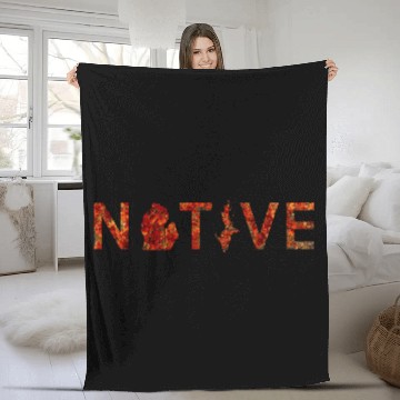 Discover Native Michigan Red Autumn Foliage Fleece Blankets
