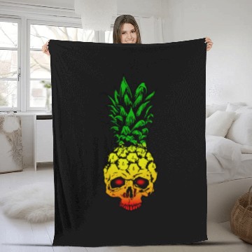 Discover Tropical Pineapple Skull Fleece Blankets