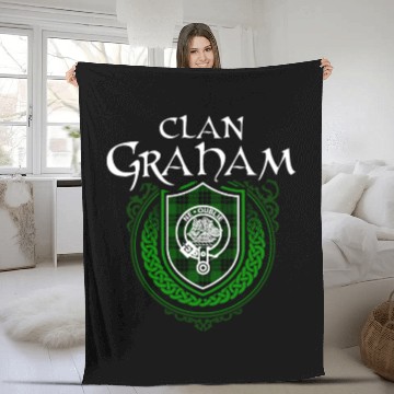 Discover Graham Surname Scottish Clan Tartan Crest Badge Fleece Blankets