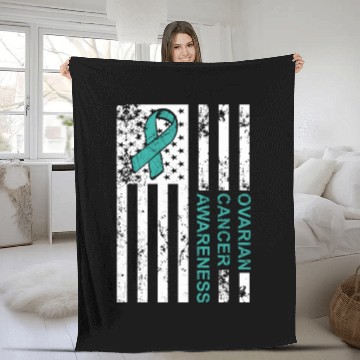 Discover USA Flag Ovarian Cancer Awareness Fleece Blankets