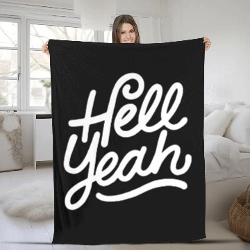 Discover Text: Hell Yeah (white) Fleece Blankets