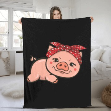 Discover Pig Piggy Hog Piglet Cute Red Bandana Gift Fleece Blankets