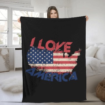 Discover I LOVE AMERICA Fleece Blankets