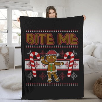 Discover Ugly Christmas Sweater Style Gingerbread Man Xmas Fleece Blankets