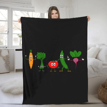 Discover Happy Vegetable Friends Fleece Blankets