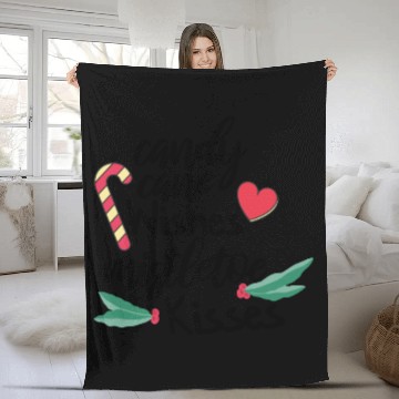 Discover Candy cane wishes and mistletoe kisses Fleece Blankets
