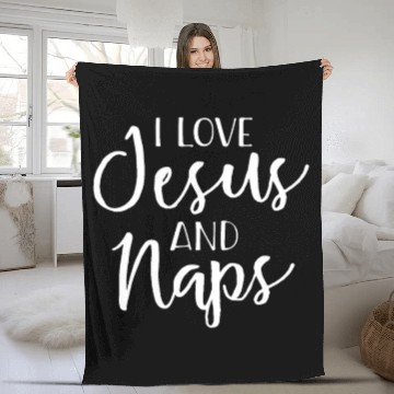 Discover I Love Jesus and Naps Funny Christian Design Fleece Blankets