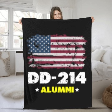 Discover DD-214 Us Armed Forces Alumni American Flag Fleece Blankets