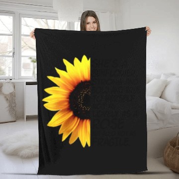 Discover she is a sunflower strong and bold and true to her Fleece Blankets