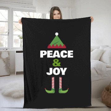 Discover Peace and Joy Christmas Helper Elf Fleece Blankets