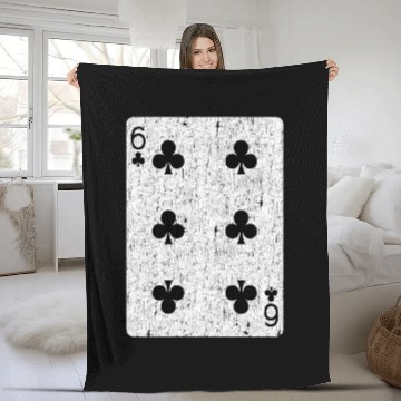 Discover six of clubs playing card Fleece Blankets