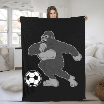 Discover Gorilla Mokey Ape Soccer Player Gift & Present Fleece Blankets
