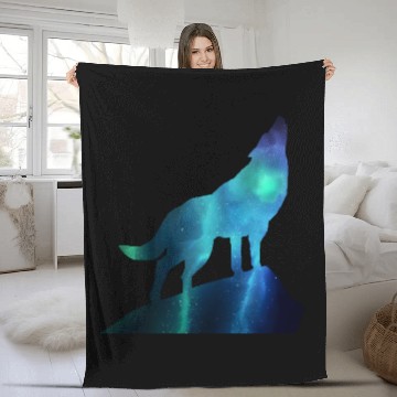 Discover Galaxy Wolf Fleece Blankets