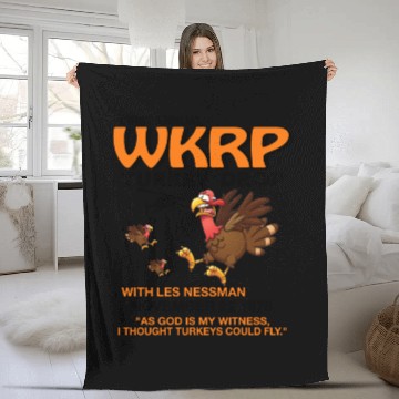 Discover First annual WKRP Turkey Drop with Les Nessman Fleece Blankets