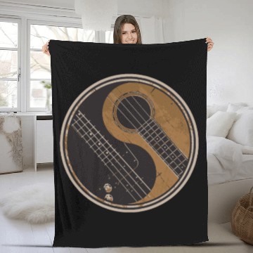 Discover Guitar Ying Yang Gift Guitar Player Fleece Blankets