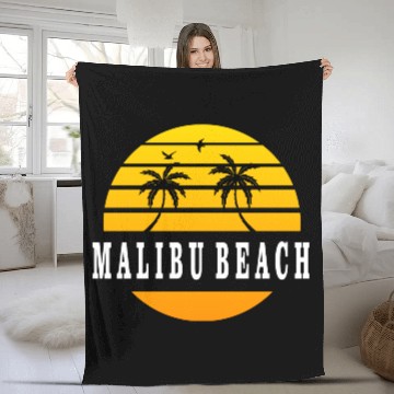 Discover Malibu Beach white Fleece Blankets