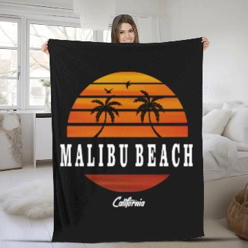 Discover Malibu Beach California white Fleece Blankets