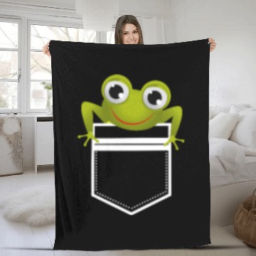 Discover Cute Pocket Frog Toad Amphibian Animal Gift Fleece Blankets