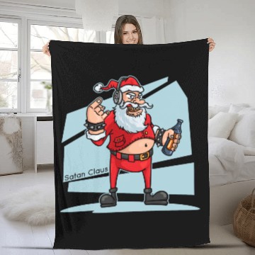 Discover Hail Santa Anti Christmas Satan Claus Xmas Fleece Blankets