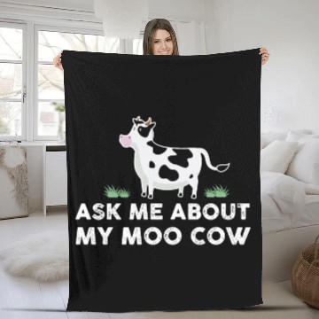 Discover Ask me about my moo cow sweet cow design farmer Fleece Blankets