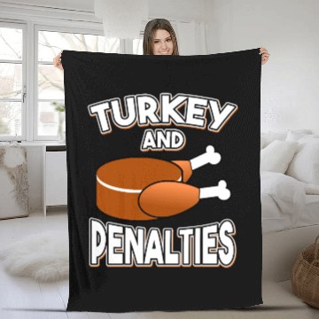 Discover Turkey and Penalties Hockey Gift Thanksgiving Fleece Blankets