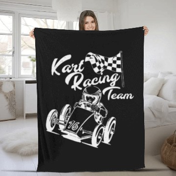 Discover Kart Race Racing Team Team GoKart goal flag Fleece Blankets
