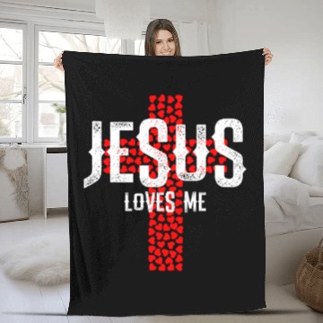 Discover Jesus Loves Me | Religion Church Pray Gift Fleece Blankets