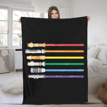 Discover Lightsaber Rainbow Gay Pride Lesbian LGBT Fleece Blankets