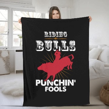 Discover bull riding cowboy punching fools gift wild west Fleece Blankets